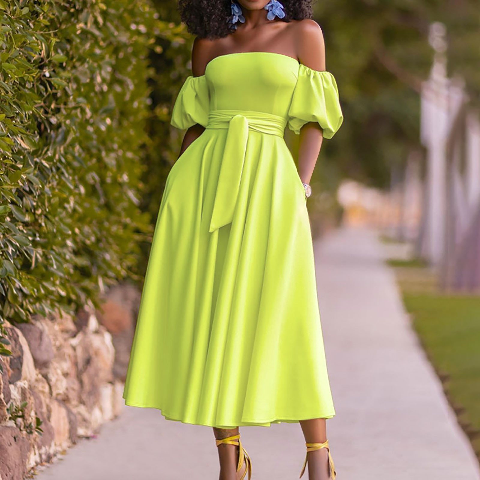 lime green color dress